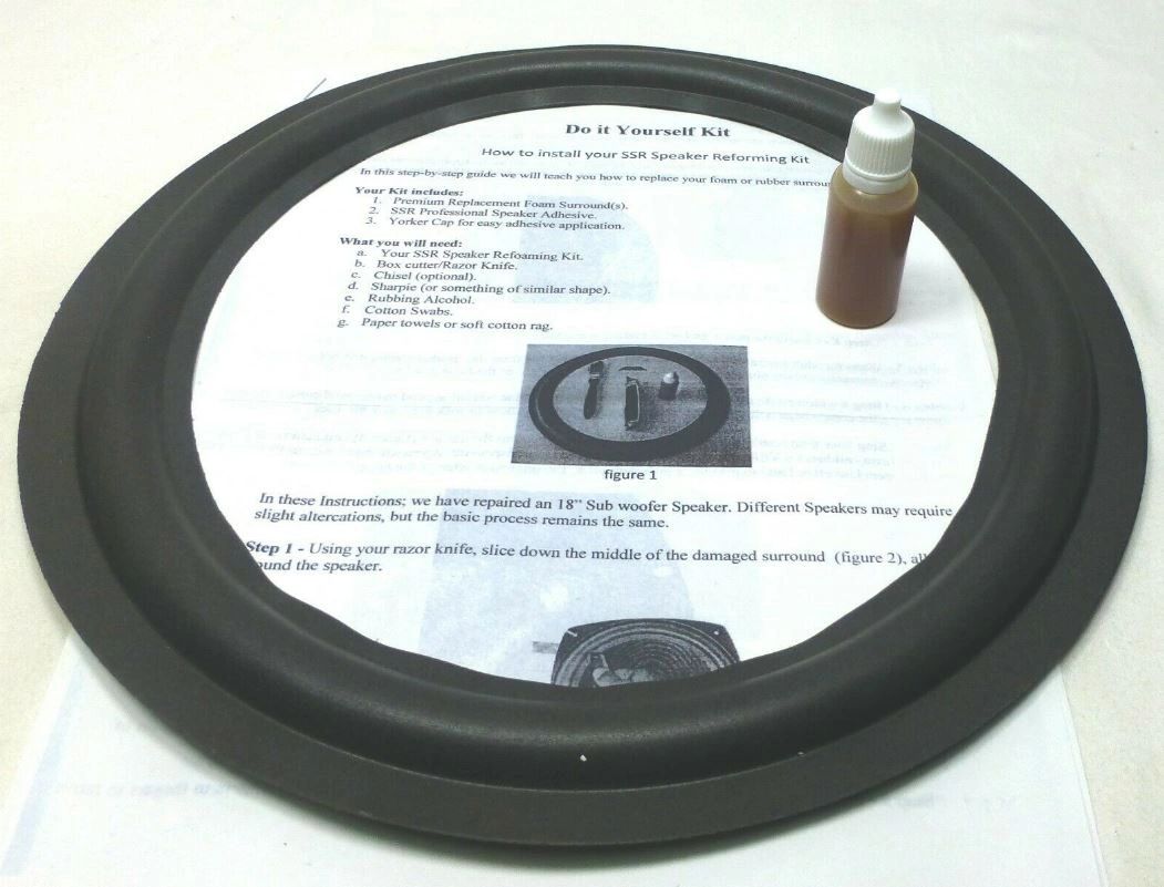 (2) Two 12" Foam Speaker Surrounds w/ Speaker Repair Refoam Instruction